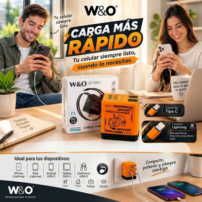 SÚPER CARGADOR CELULAR  W&O GaN, VELOCIDAD Y PRECISIÓN.
