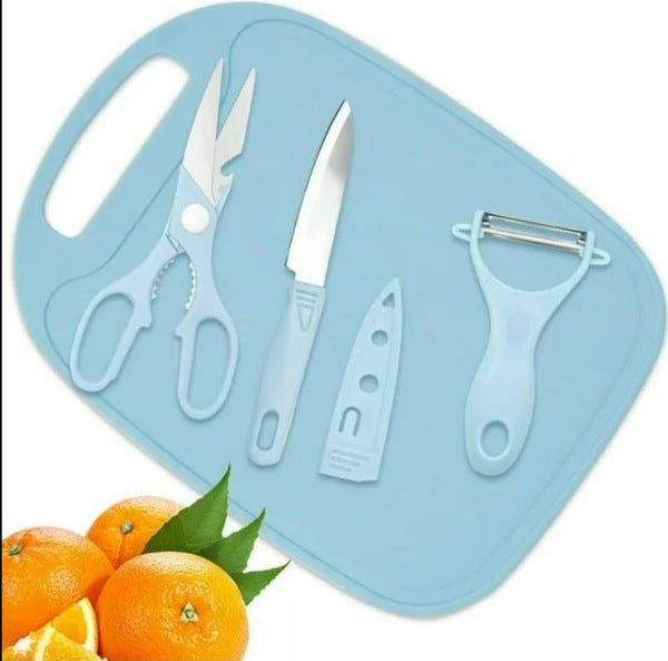 SET 4 EN 1 TABLA DE PICAR+CUCHILLO+PELADOR+TIJERA