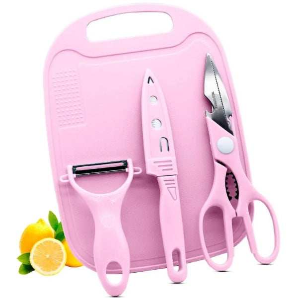 SET 4 EN 1 TABLA DE PICAR+CUCHILLO+PELADOR+TIJERA